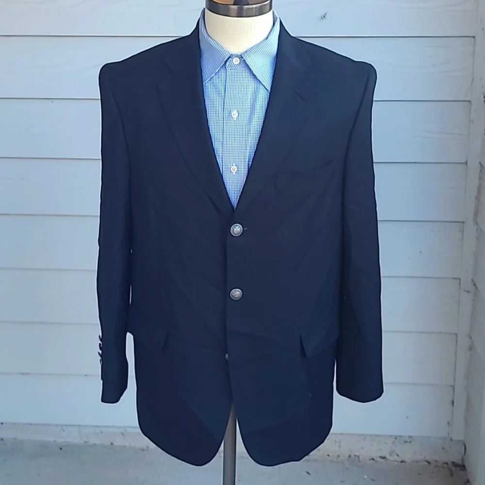 KNOT STANDARD Custom Black Weave Wool Metal Buttons‎ 42 S Mens Sport Coat Blazer
